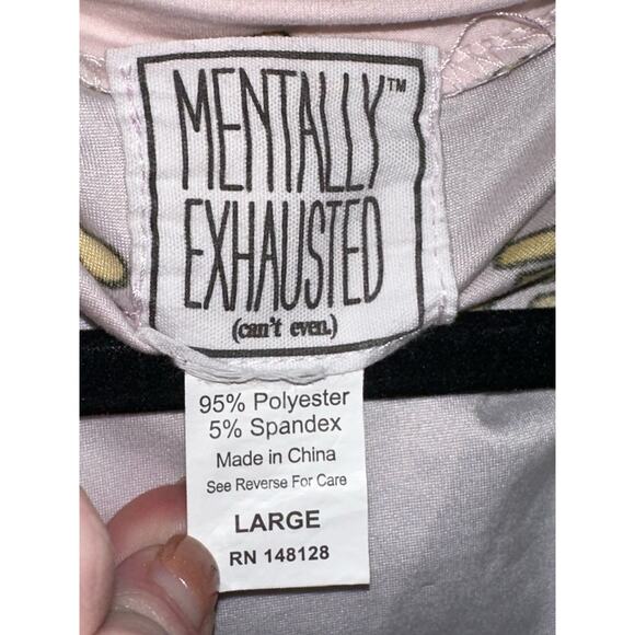 Mentally Exhausted 'Nap Queen' Pink Crown Sleep Pajama Shirt + Robe Size Large - Picture 5 of 7